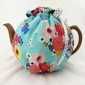 flowers, tea pots, polka dots