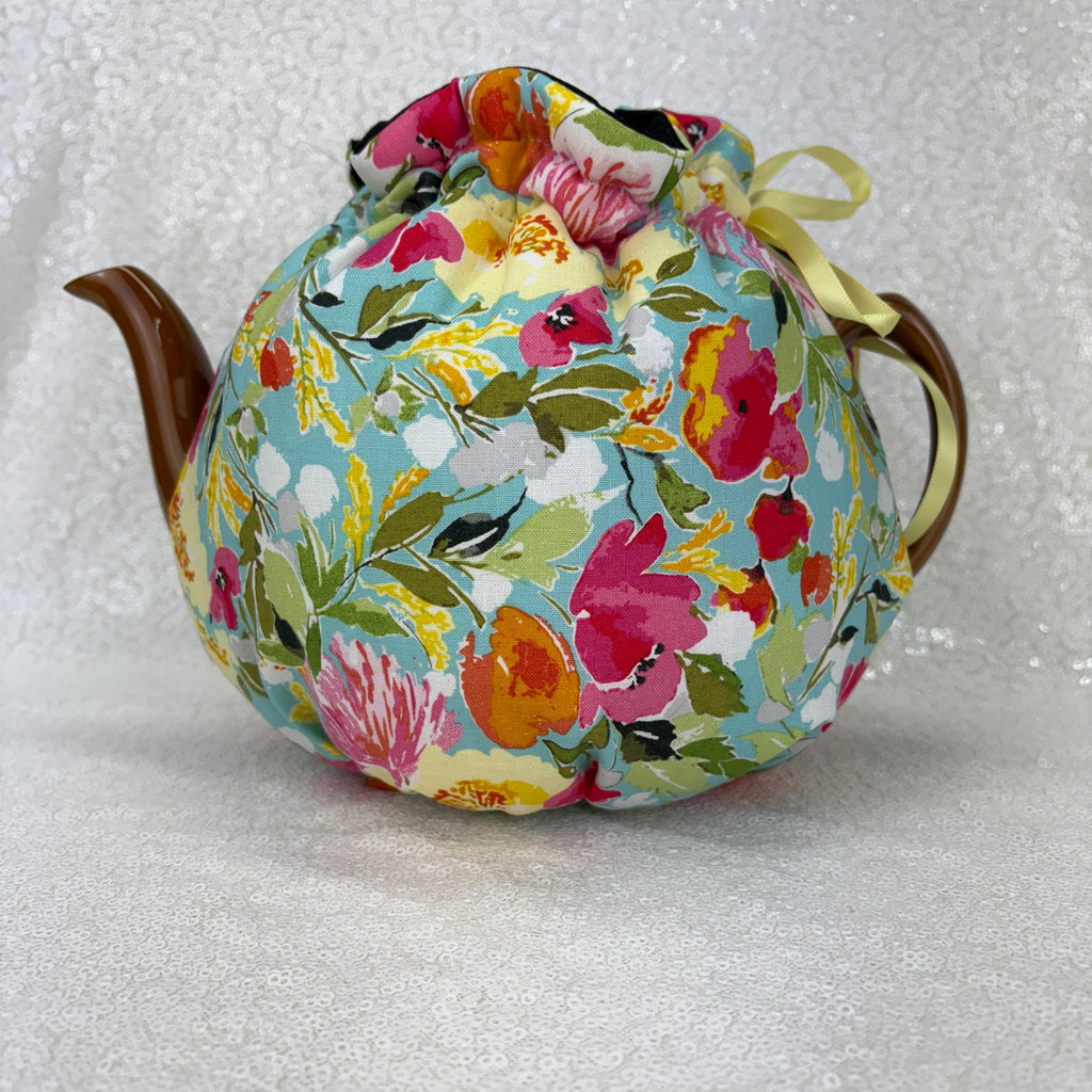 floral, flowers, tea cosy