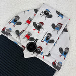 Load image into Gallery viewer, kitchen towel with pattern of lumberjack beavers with beards
