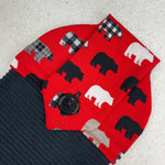 Load image into Gallery viewer, cotton topped towel with bear pattern on a textured surface
