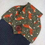 Load image into Gallery viewer, cotton topped towel with fox pattern in forest colors
