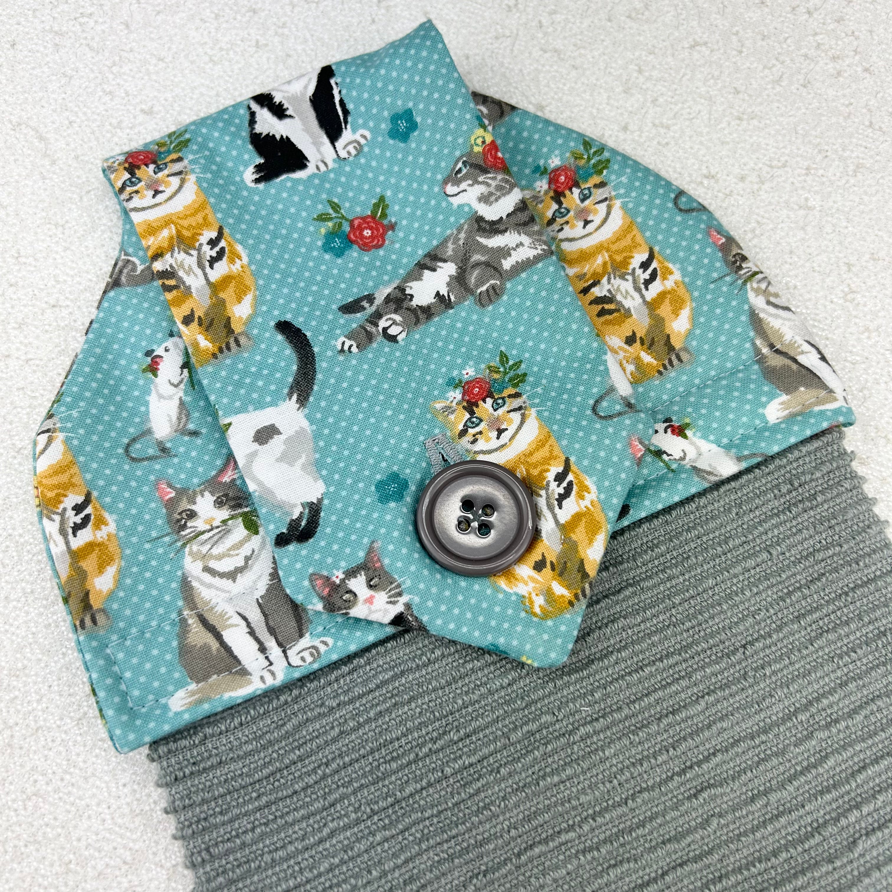 Kitchen Towel: Cats and Flowers