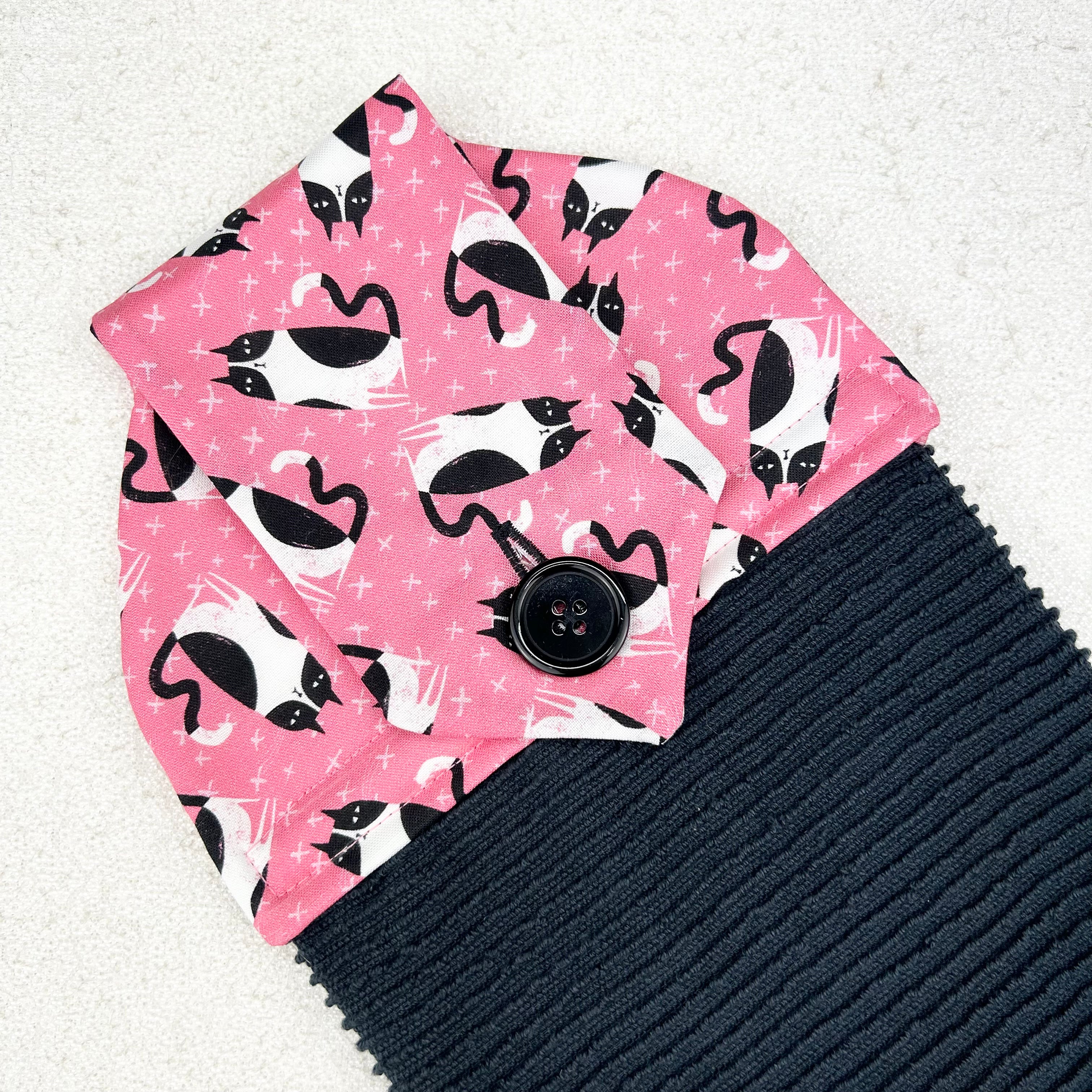 Kitchen Towel: Tuxedo Cat on Pink