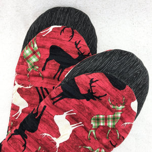 Oven Mitts: Plaid Deers