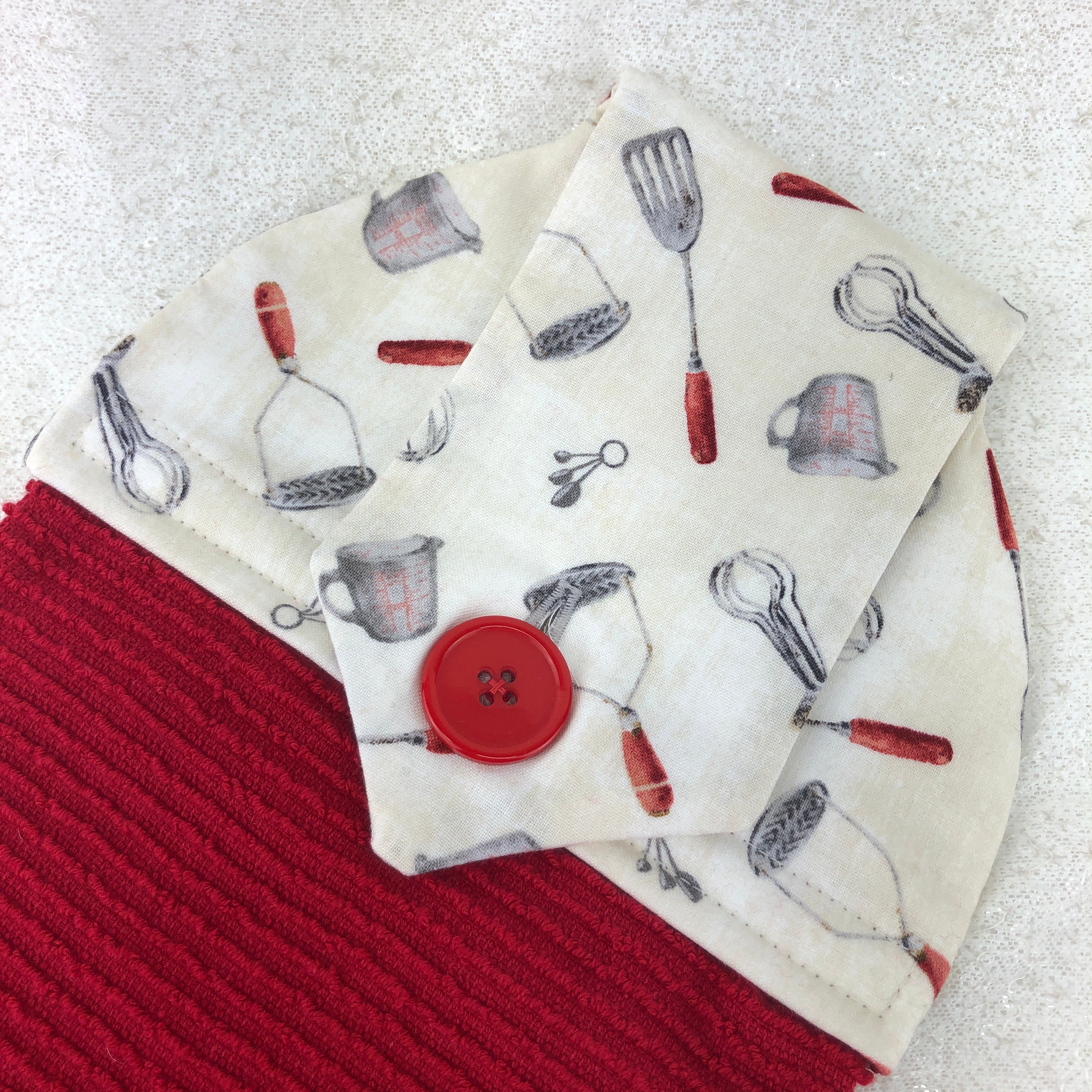 Kitchen Towel: Red Retro Utensils